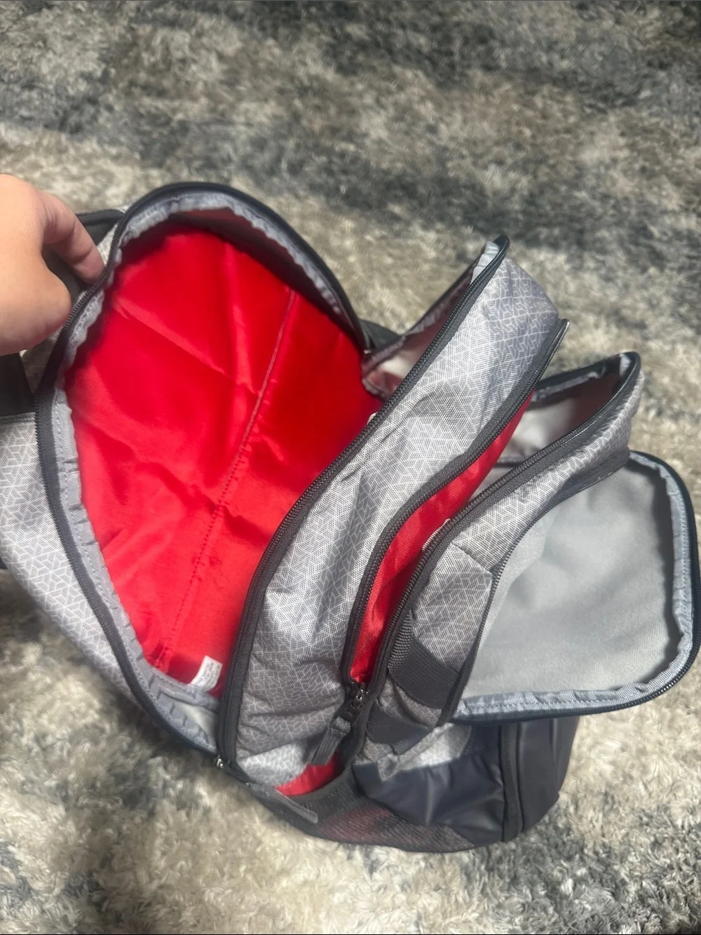 Under Armour Gray Backpack with Red Logo